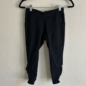 IVIVVA By Lululemon Girls Quick Trip Crop Leggings Ruched Mesh Panels Size 14